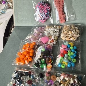 Colorful Unique Bundle Of Beads And Ribbons  Craft Kit Vintage To Now